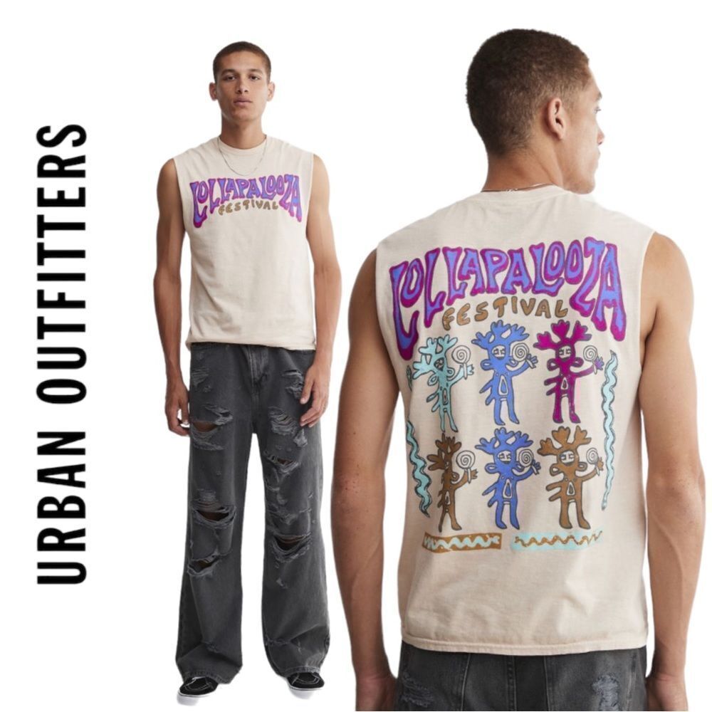 NEW Lollapalooza Urban Outfitters Vintage Music Festival Muscle Shirt Tee